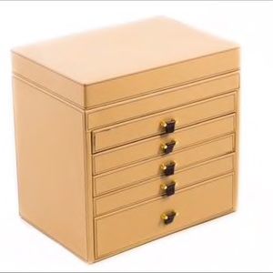 Bey Berk 'Olivia' Large Tan Leather Jewelry Chest